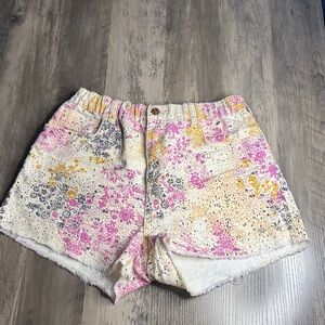 Pilcro Floral Print Jean Shorts - Pink, Yellow, Black